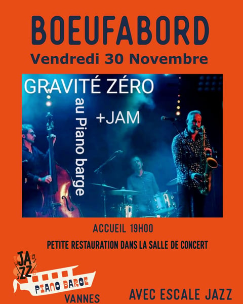 Concert puis bœuf jazz au Piano Barge à Vannes